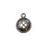 Breloque bouton rond 4 trous 13mm argent x1