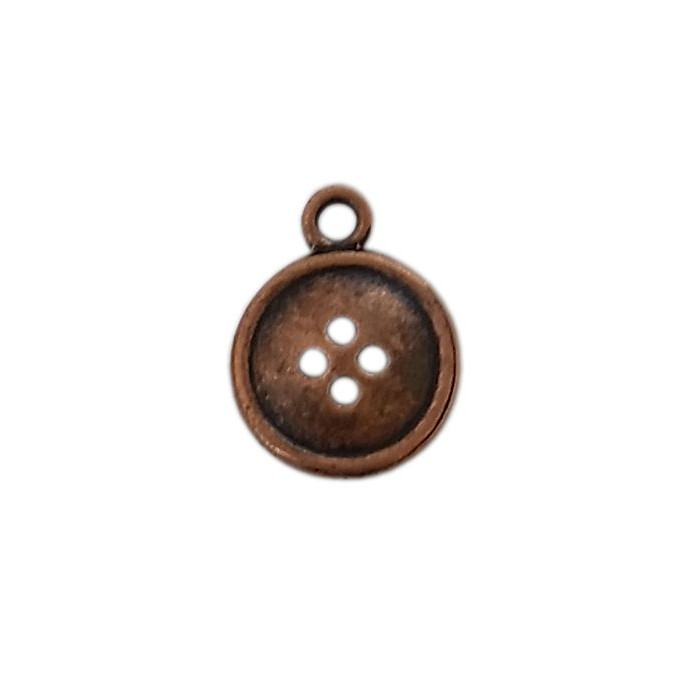 Breloque bouton rond 4 trous 13mm cuivre x1