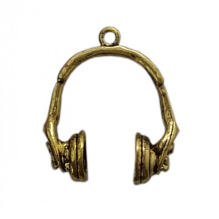 Breloque écouteur en métal 19mm doré x1