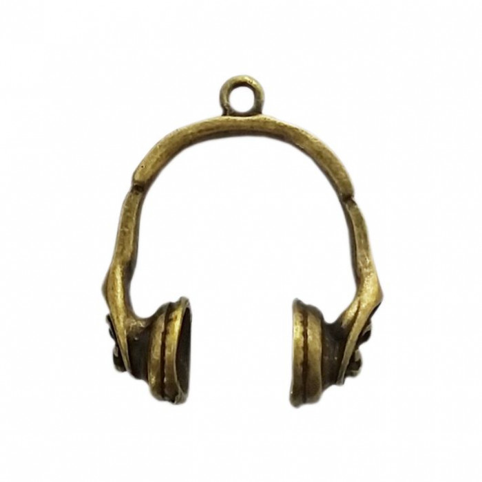 Breloque écouteur en métal 19mm bronze x1