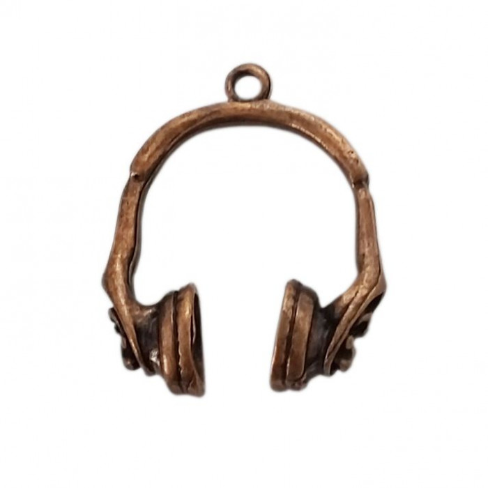 Breloque écouteur en métal 19mm cuivre x1