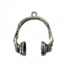 Breloque écouteur en métal 19mm argent x1