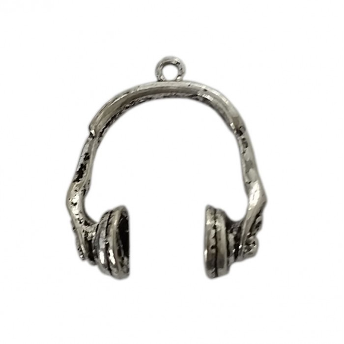 Breloque écouteur en métal 19mm argent x1
