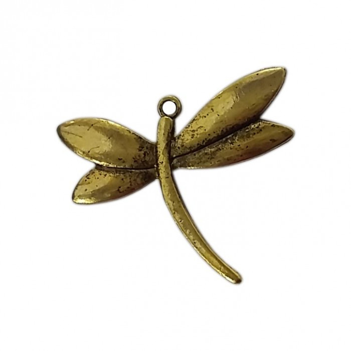 Pendentif libellule en métal 36mm doré x1