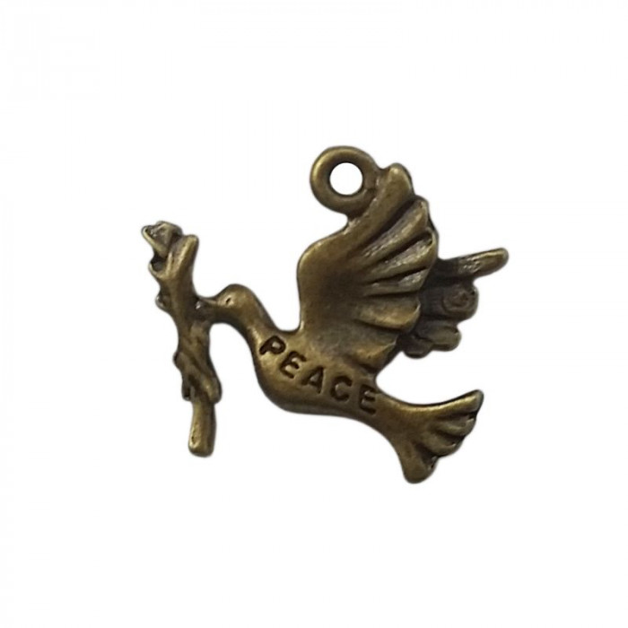 Breloque colombe de la paix 21mm bronze x1
