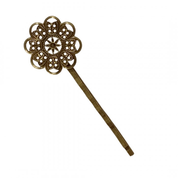 Barrette fleurie 24mm bronze x1