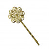 Barrette fleurie 24mm doré x1