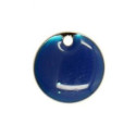 Breloque sequin émaillée ronde 10mm bleu