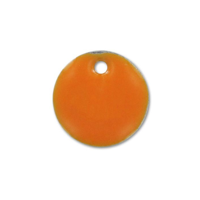 Sequin émaillé rond 15mm orange x1