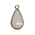 Sequin émaillé forme goutte avec rebord 18mm blanc