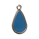 Sequin émaillé forme goutte avec rebord 18mm bleu