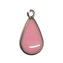 Sequin émaillé forme goutte avec rebord 18mm rose clair