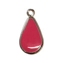Sequin émaillé forme goutte avec rebord 18mm rose