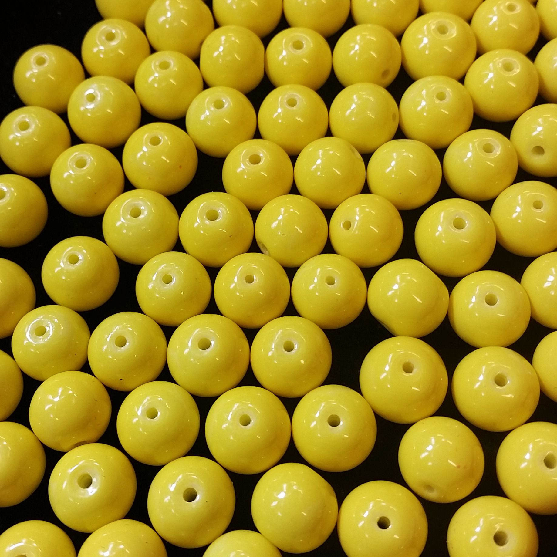 Lot De 300 Perles En Verre Taillé Anciennes - Forme Toupie Couleur Jaune Topaze - Fabriqué En France