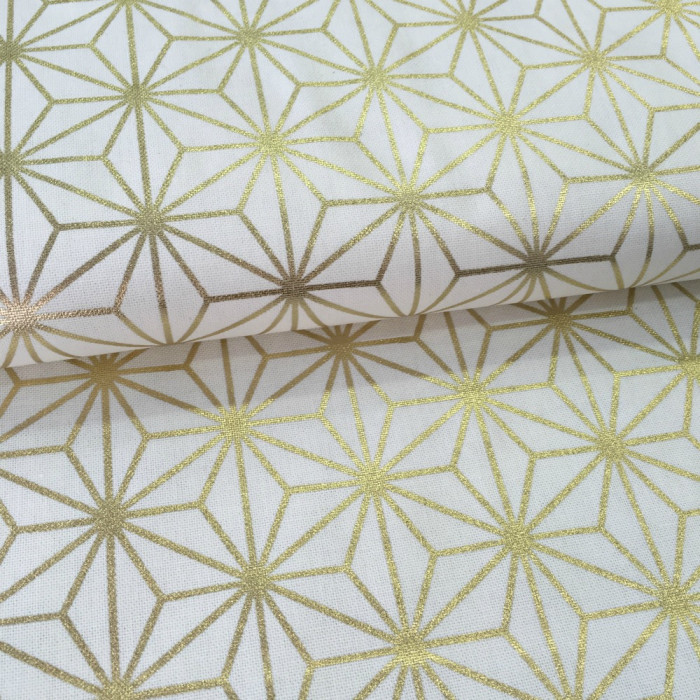 Tissu blanc géométrique or