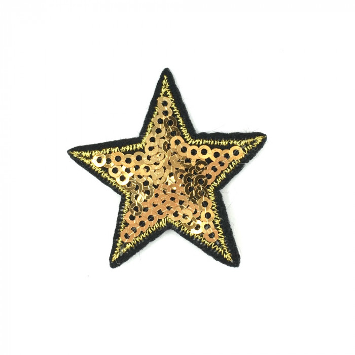 Ecusson thermocollant à sequins étoile dorée