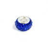 Perle ovale strassée bleu 12 x 7 mm