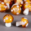 Perle en verre champignon 14mm orange à pois blanc x1