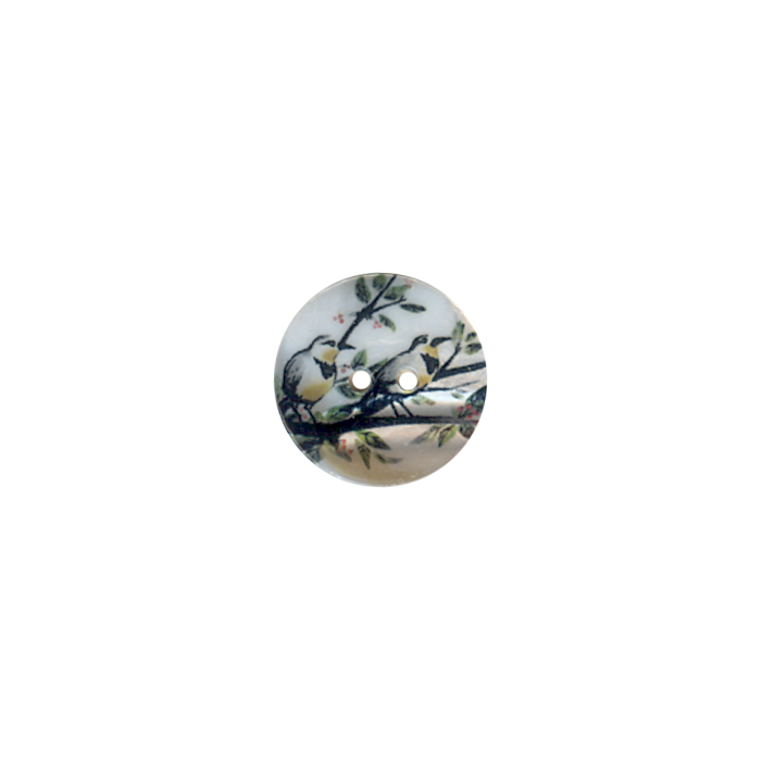 Bouton en nacre 25 mm motif oiseau