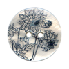 Bouton 2 trous en nacre 25mm motif fleurs