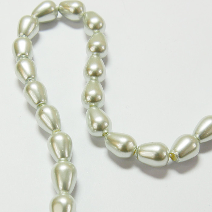 Perle nacrée goutte 20 x 14mm gris perle x1