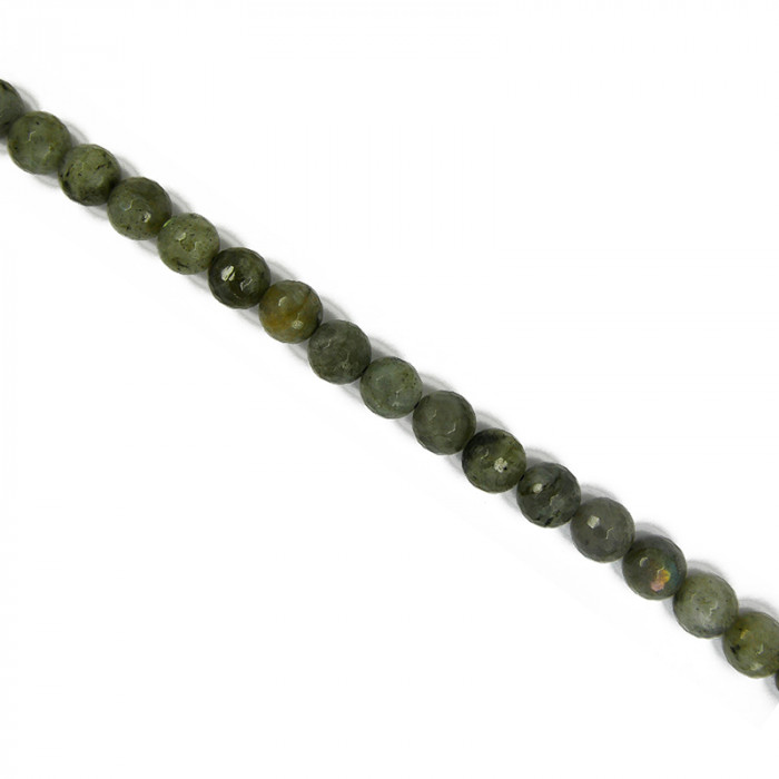 Perle en pierre de lune grise ronde à facettes - 8 à 10mm x1