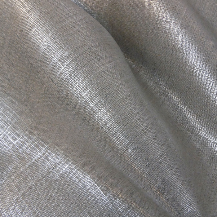 Tissu lin lamé - Argenté x 10 cm