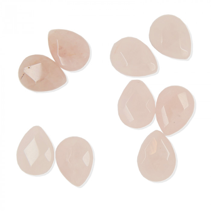 Perle quartz rose goutte plate à facettes 20/15mm x1