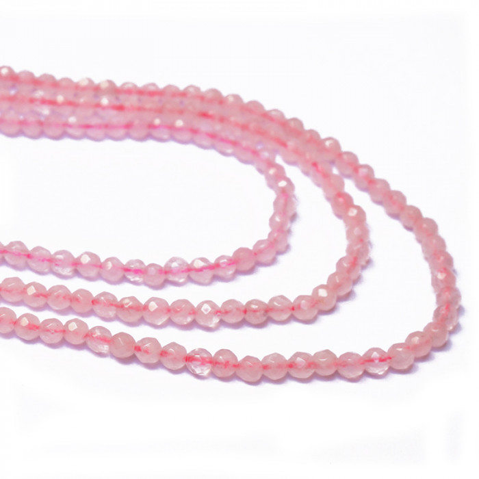 Perle quartz rose à facettes du 4 au 6 mm x1