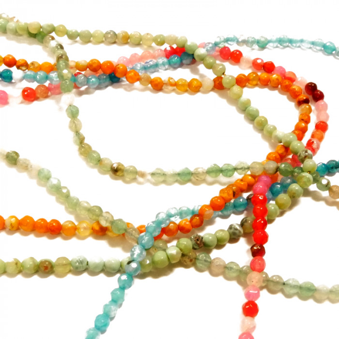 Perles agate facettée 4 mm x95 - 5 couleurs au choix