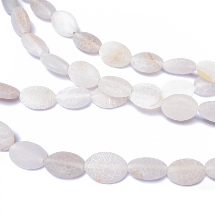 Perle pastille ovale agate 17 mm blanche x1