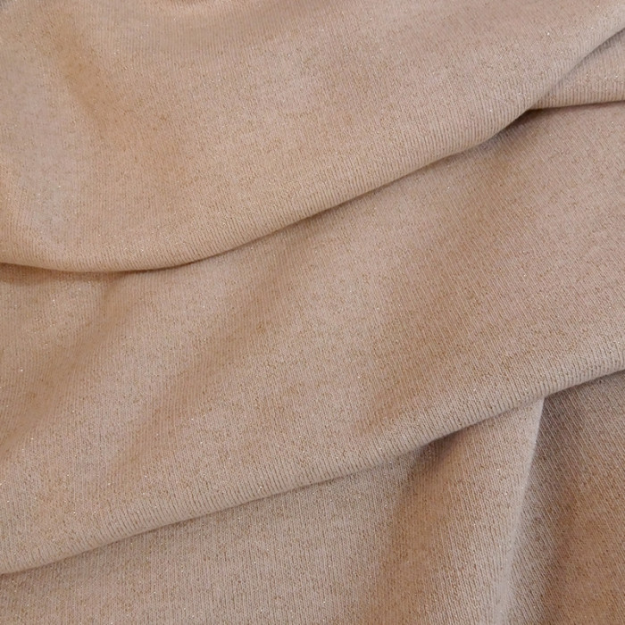 Tissu molleton sweat nude lurex doré