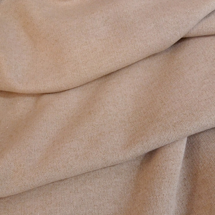 Tissu molleton sweat lurex doré - nude x 10 cm