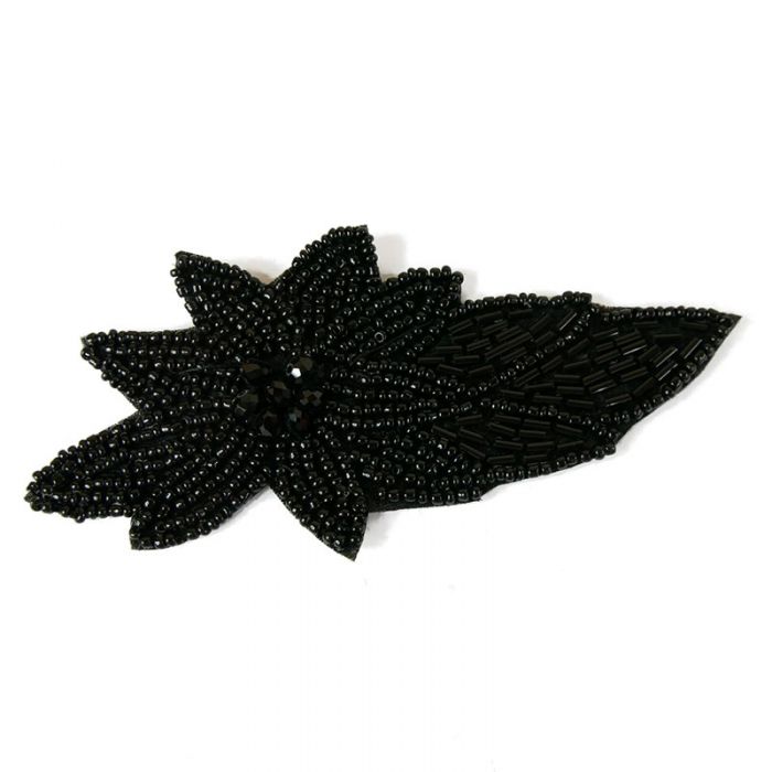 Motif perlé à coudre noir 13 cm 