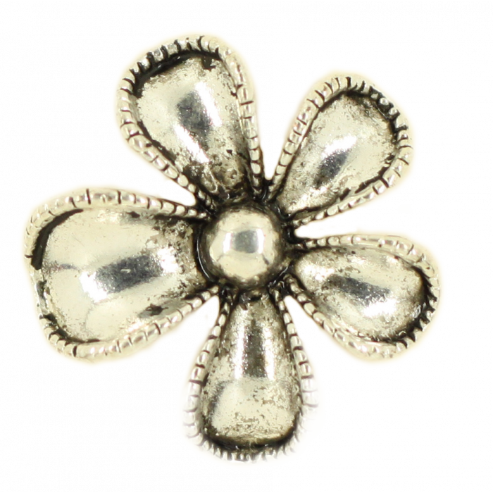 Perle métal non percées fleurs 25mm argent