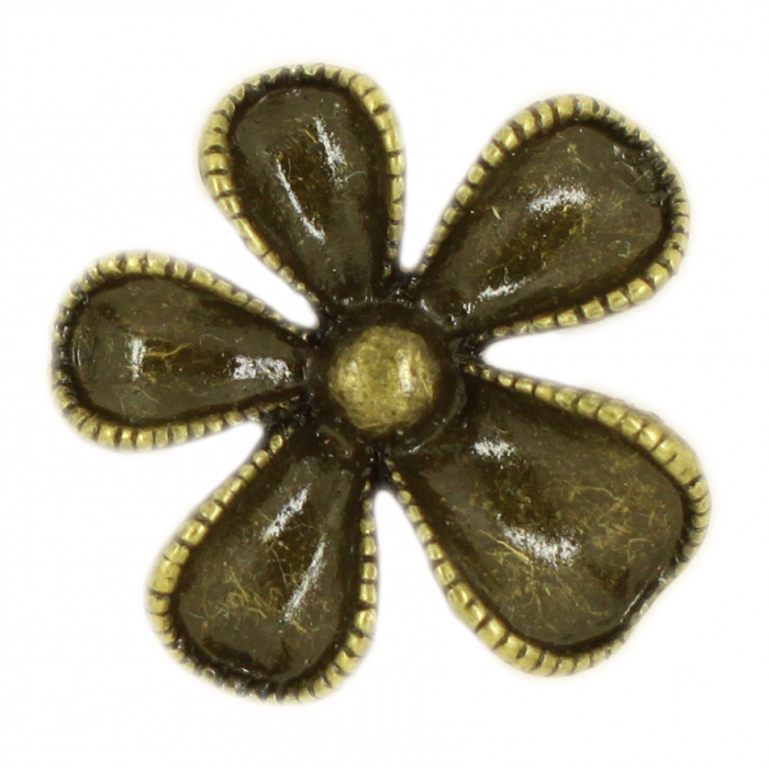 Perle métal non percées fleurs 25mm bronze