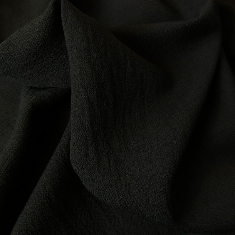 Tissu crêpe viscose gaufré noir - Atelier de la création