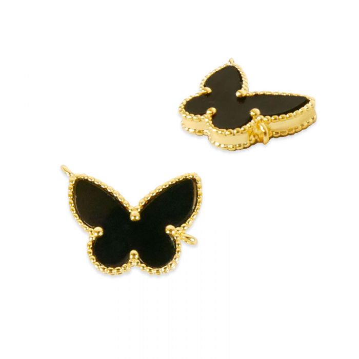 Pendentif cloisonné papillon doré à l'or fin x1
