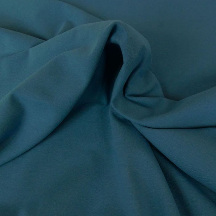 Tissu jersey coton uni - bleu denim x 10 cm