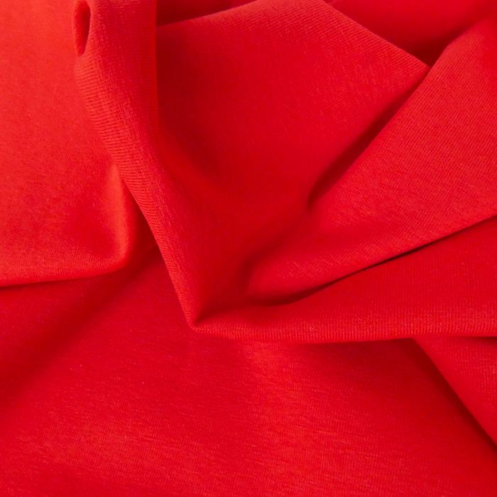 Tissu jersey coton uni rouge x 10cm
