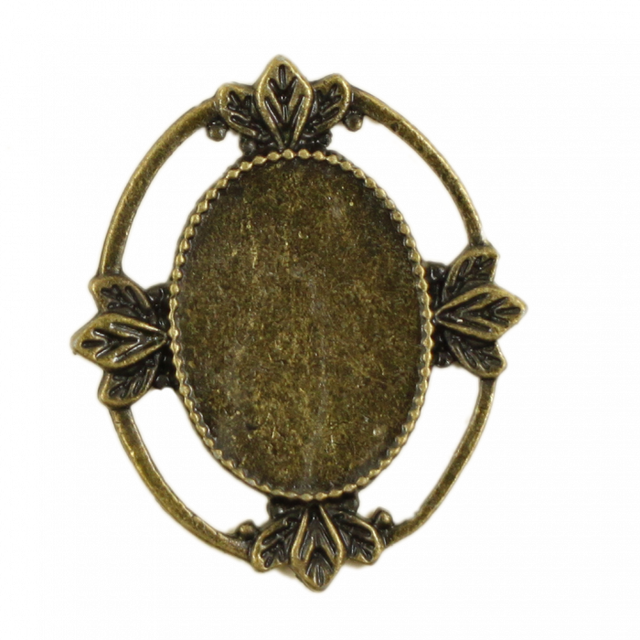 Breloque plateau ovale avec motif 29mm bronze x1