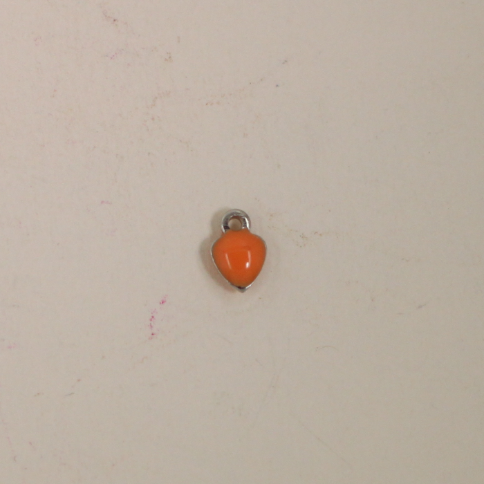 Breloque émaillée coeur 7mm orange x1