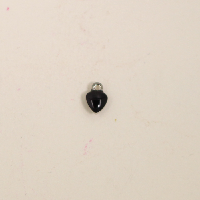 Breloque émaillée coeur 7mm noir x1
