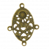Breloque filigrane 3 accroches ovale 15mm bronze