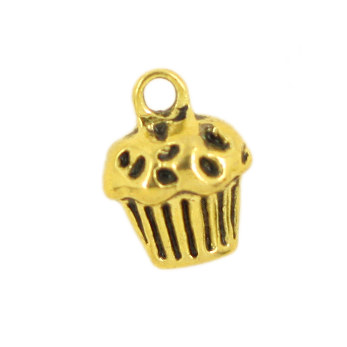 Breloque cupcake 13mm doré x1