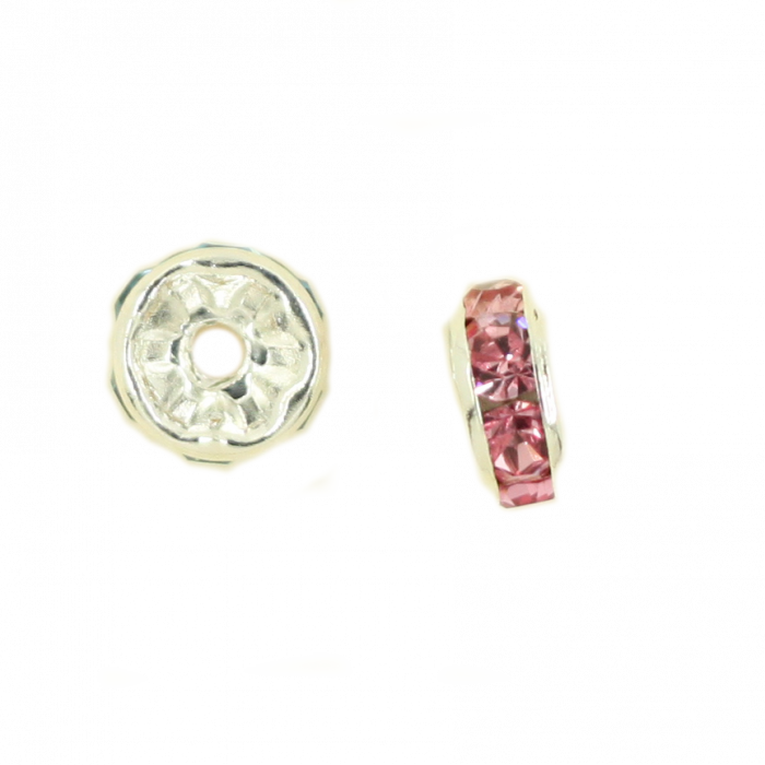 Perle rondelle strassée 8mm rose