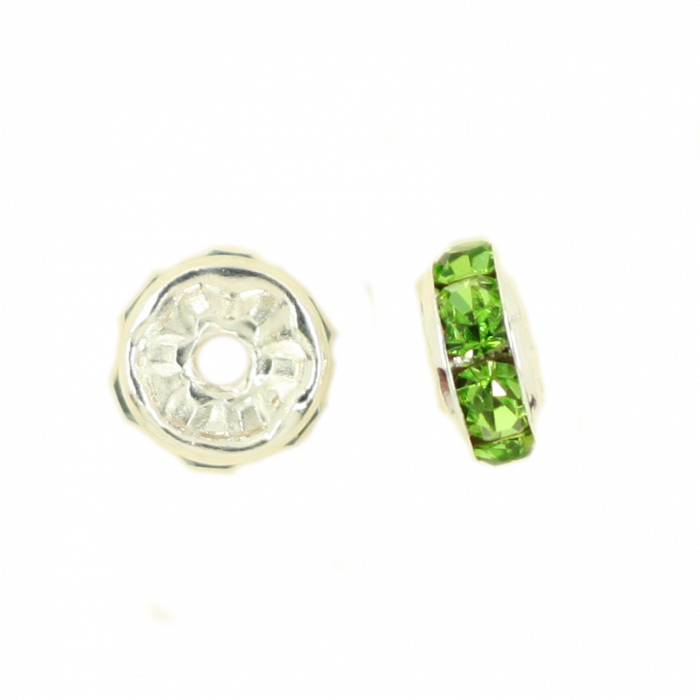Perle rondelle strassée 8mm vert