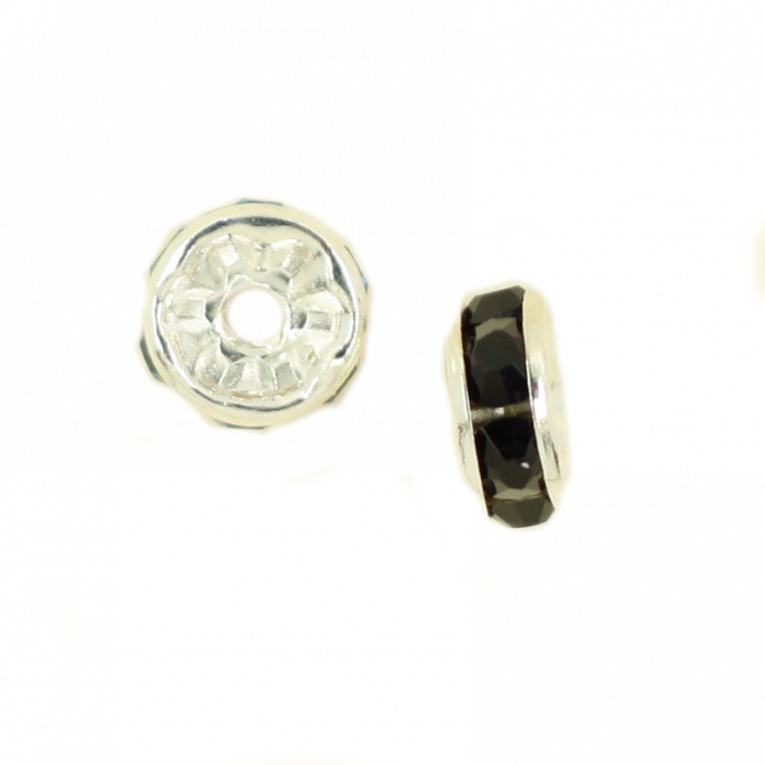 Perle rondelle strassée 8mm noir