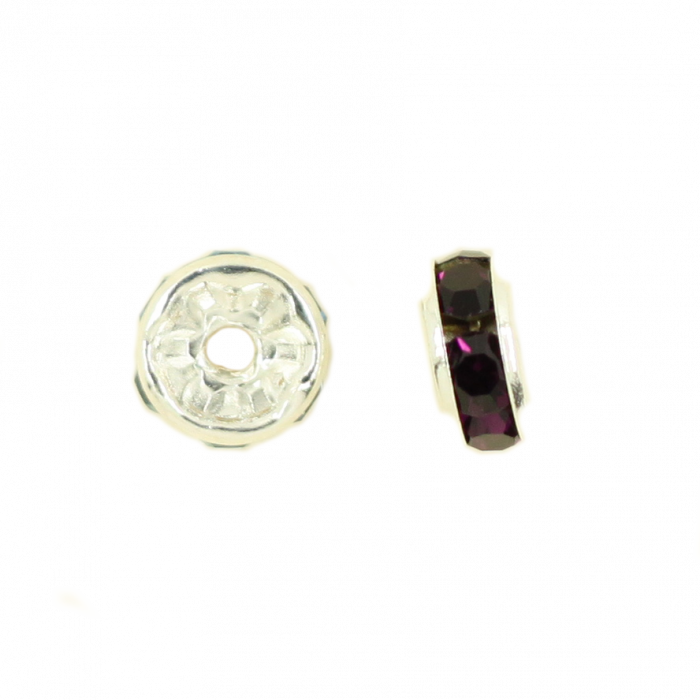 Perle rondelle strassée 8mm violet