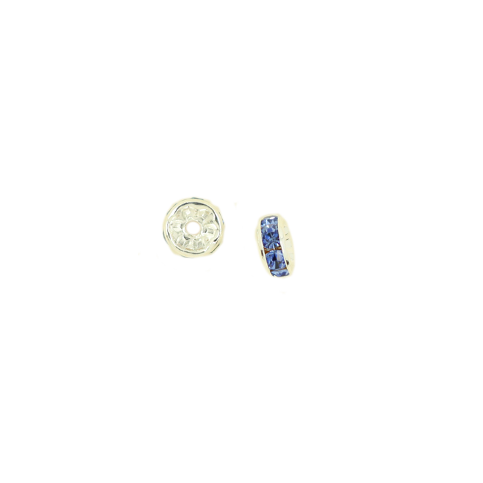 Perle rondelle strassée 8mm bleu